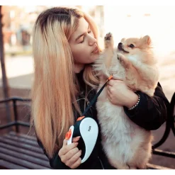 Tug Tug 360° Rollijn - Hondenriem - 5 m Wit Oranje Tot < 16 Kg S