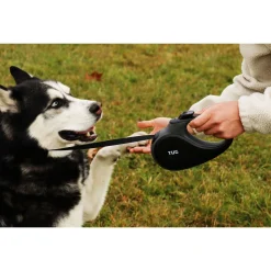 Tug Tug 360° Rollijn - Hondenriem - 5 m Zwart Grijs Tot <  50kg L