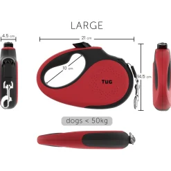 Tug Tug 360° Rollijn - Hondenriem - 5 m Rood Tot <  50kg L