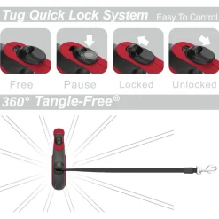 Tug Tug 360° Rollijn - Hondenriem - 5 m Rood Tot < 25 Kg M