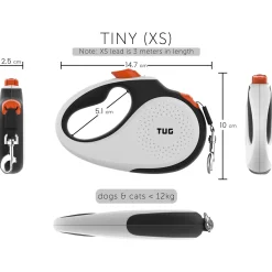 Tug Tug 360° Rollijn - Hondenriem - 3 m Wit Oranje Tot < 12 Kg Xs