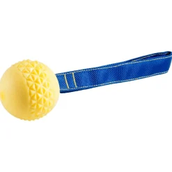 Vadigran Tpr Bal Met Touw Yellow Vanilla - Hondenspeelgoed - Vanille Ø6.5 cm Geel