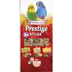 Versele-Laga Prestige Sticks Kleine Parkieten Triple Variety Pack - Vogelsnack - Honing Fruit Bosvruchten 90 g 3 Smaken