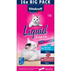 Vitakraft Liquid Snack Multipack - Kattensnack - Leverworst Zalm 16x15 g