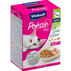 Vitakraft Poésie Petit Cat Grass Selection - Kattensnack - Kip Kalkoen 6x50 g