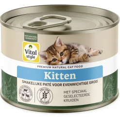 Vitalstyle Kitten - Kattenvoer - Rund Kip Kruiden 200 g