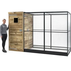 Voldux Volière Thomas Links - Vogelverblijven - 289x120x190 cm Bruin