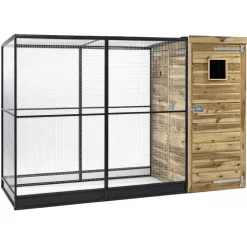 Voldux Volière Thomas Rechts - Vogelverblijven - 289x120x190 cm Bruin