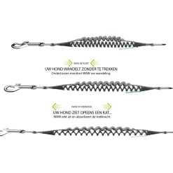 Waw Easy Dog Walk Zwart - Hondenriem-Schokdemper