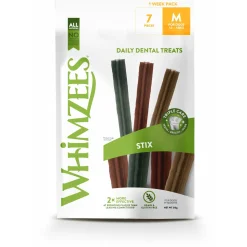 Whimzees Stix 1-Week Voordeel Verpakking - Hondensnacks - Denta 230 g 7 stuks Medium