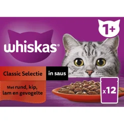 Whiskas 1+ Classic Selectie In Saus Maaltijdzakjes Multipack - Kattenvoer - 12x85 g