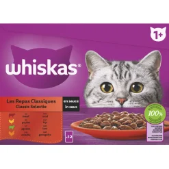 Whiskas 1+ Classic Selectie In Saus Maaltijdzakjes Multipack - Kattenvoer - 12x85 g