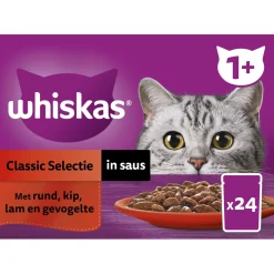 Whiskas 1+ Classic Selectie In Saus Maaltijdzakjes Multipack - Kattenvoer - 24x85 g