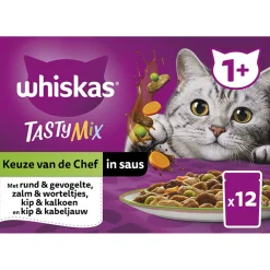 Whiskas 1+ Keuze Van De Chef In Saus Maaltijdzakjes Multipack - Kattenvoer - 12x85 g
