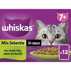 Whiskas 7+ Mix Selectie In Saus Maaltijdzakjes Multipack - Kattenvoer - 12x85 g