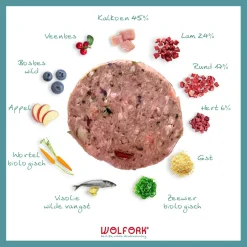 Wolfork №5 Adult Compleet Kipvrij - Diepvriesvoer - Kalkoen Lam Rund 850 g Kipvrij