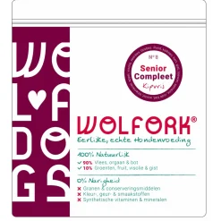 Wolfork №8 Senior Compleet Kipvrij - Diepvriesvoer - Rund Kalkoen Hert 1.8 kg Kipvrij