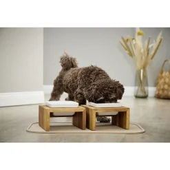 Wolters Foodstation Meshidai Teak&Wit - Hondenvoerbak