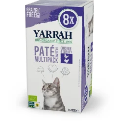 Yarrah Bio Kat Alu Paté Multipack - Kattenvoer - Kip Kalkoen 8x100 g