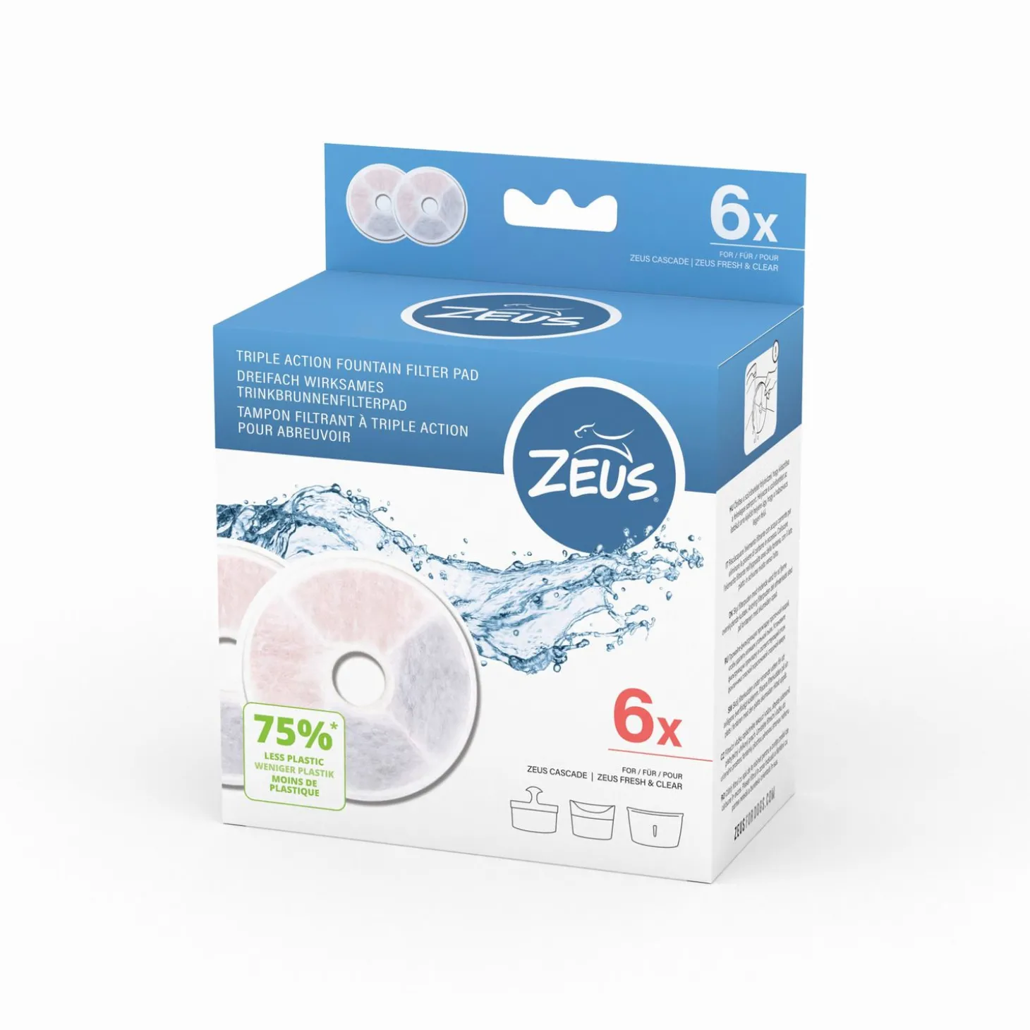 Zeus Filter Drinkfontein - Hondendrinkbak - 19x14.5x8.5 cm Wit