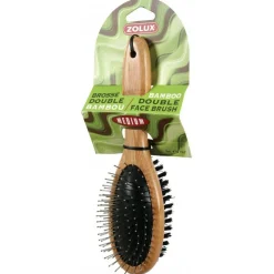 Zolux Bamboo Duo Borstel Medium - Hondenvachtverzorging - 59x60x220 mm
