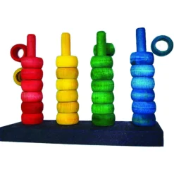 Zoo-Max The Teacher Wooden Ring Game - Vogelspeelgoed - 315 g Rood Blauw Oranje